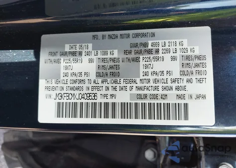 2018 Mazda Cx-5 Touring from USA, damaged, VIN JM3KFBCMXJ0409536